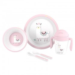 Σετ Φαγητού 5τμχ Interbaby Lama Pink Set18