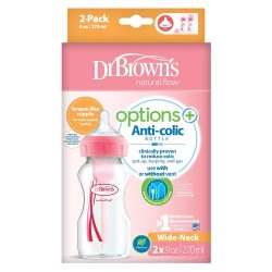 Μπιμπερό Πλαστικό Options+ Με Φαρδύ Λαιμό 270ml Pink (2 τμχ.) Dr. Brown's WB92601