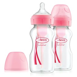 Plastic Bottle Options + With Wide Neck 270ml Pink (2 pcs.) Dr. Brown's WB92601