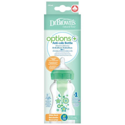 Μπιμπερό Πλαστικό Dr. Brown's Options+ Με Φαρδύ Λαιμό 270ml Green WB91806
