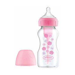 Μπιμπερό Πλαστικό Dr. Brown's Options+ Με Φαρδύ Λαιμό 270ml Pink WB91801
