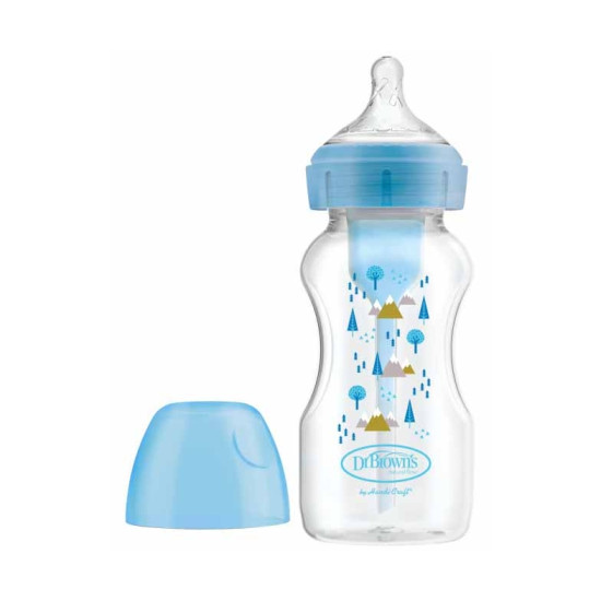 Μπιμπερό Πλαστικό Dr. Brown's Options+ Με Φαρδύ Λαιμό 270ml Blue WB91802