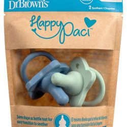 Πιπίλα Όλη Σιλικόνη Dr. Brown's Happy Paci Μπλέ / Πράσινη 0-6m 2τμχ w204730