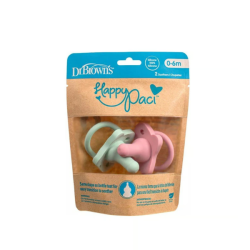 Πιπίλα Όλη Σιλικόνη Dr. Brown's Happy Paci Ροζ / Πράσινη 0-6m 2τμχ w204729