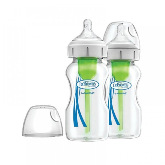 Γυάλινο Μπιμπερό Dr. Brown's Options+ Με Φαρδύ Λαιμό 270ml (2τεμ.) WB92740