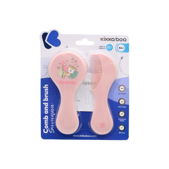 Σετ Βούρτσα και Χτένα Savanna Pink Kikka Boo 31303040094