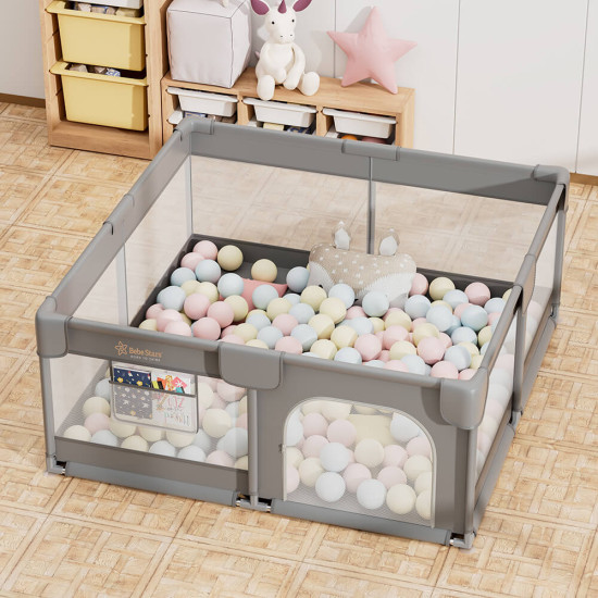 Πάρκο Για Μωρά Τετράγωνο 150x150cm Bebe Stars Playzen Grey 880-100
