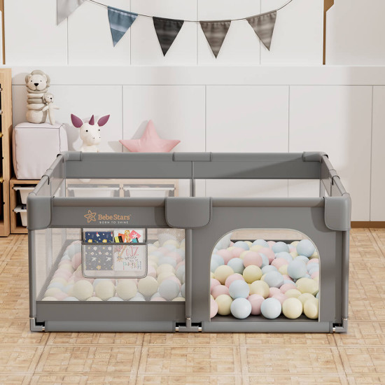 Πάρκο Για Μωρά Τετράγωνο 150x150cm Bebe Stars Playzen Grey 880-100