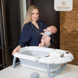 Μπανιέρα Πτυσσόμενη Με Θερμόμετρο Bebe Stars Whale Dark Grey 26-187