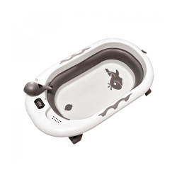 Μπανιέρα Πτυσσόμενη Με Θερμόμετρο Bebe Stars Whale Dark Grey 26-187
