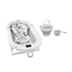 Μπανιέρα Πτυσσόμενη Foldy Set Bebe Stars Με Θερμόμετρο & Αξεσουάρ Grey 26-100