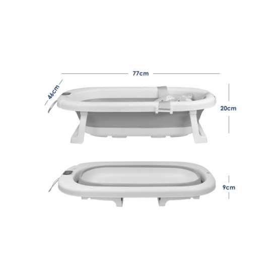 Μπανιέρα Πτυσσόμενη Foldy Set Bebe Stars Με Θερμόμετρο & Αξεσουάρ Grey 26-100